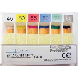 Gutta percha Set, - 28 mm c. c. (15-40 assorted) (120/box)